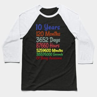 10th Birthday 10 Years Old Vintage Retro 120 Months tees Baseball T-Shirt